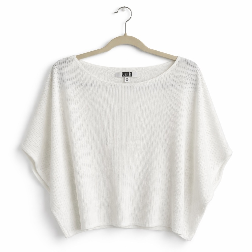 🧶UNIQLO White Ribbed Knit Dolman Sleeve Sweater | Minimalist | XS